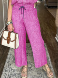 Size Button-Up Shirt and Wide-Leg Pants Set Plus Size DJPT