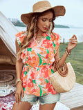 Ruffle Cap Sleeve Blouse DJPT