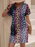Print V-Neck Casual Dress DJPT