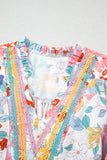 Flower Print Half Puff Sleeve Blouse DJPT