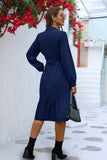 Sleeve Tie Waist Shirt Dress DJPT