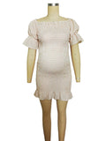 Ruffle Off Shoulder Long Sleeve Bodycon Baby Shower Maternity Midi Dress Maternity