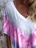 Size Pocketed Tie-Dye Short Sleeve Dress DJPT