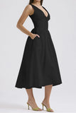 V-Neck Sleeveless Dress with Pockets DJPT