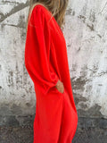 Size Slit V-Neck Balloon Sleeve Midi Dress Plus Size DJPT