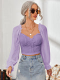 Sweetheart Neck Flounce Sleeve Top DJPT