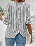 Round Neck Half Sleeve Casual Blouse DJPT