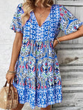 Tie Neck Short Sleeve Dress DJPT