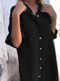 Size Casual Linen Button-Down Shirt Dress Plus Size DJPT