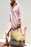 Button Up Three-Quarter Sleeve Dress DJPT
