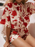 Print Scalloped Edge Top and Shorts Set DJPT