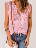 Ruffle Tie Neck Sleeveless Blouse DJPT