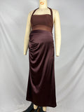 Mesh Patchwork Ruched Cut Out Halter Neck Backless Bodycon Elegant Maternity Baby Shower Party Maxi Dress Maternity