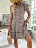 Size Ruffled Layered Printed Mini Dress Plus Size DJPT