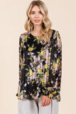 Satin Gold Lurex Striped Long Sleeve Chiffon Top DJPT