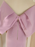 A line Off The Shoulder Lilac Vacation Dress Satin Women Dresses SD172