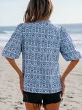 Contrast Ric-Rac Puff Sleeve Top DJPT