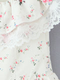 Floral Lace Trim Mini Dress DJPT