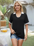 Neck Short Sleeve Top DJPT
