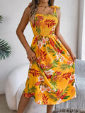 Floral Tie Shoulder Midi Dress DJPT
