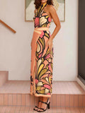 Halter Neck Crop Top and Skirt Set DJPT