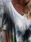 Size Pocketed Tie-Dye Short Sleeve Dress DJPT