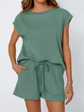Neck Cap Sleeve Top and Shorts Set DJPT