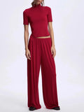 Neck Short Sleeve Top and Pants Set DJPT