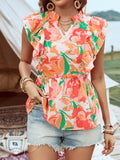 Ruffle Cap Sleeve Blouse DJPT