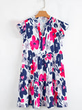 Notched Neck Flutter Sleeve Mini Dress DJPT