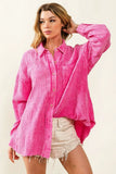 Raw Edge Detailed Mineral Washed Loose Fit Shirt DJPT