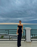 Sheath Off The Shoulder Black Long Prom Dresses Party Dress SD1329