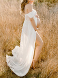 Off-shoulder Grenadine Cross Chest Maternity Dresses For Photoshoot Maxi Dress Maternity