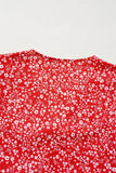 Floral Printed Half Sleeve Knotted V Neck Blouse DJPT