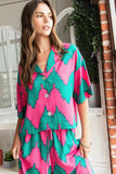 Chevron Print Short Sleeve Crop Shirt DJPT