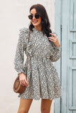 Ruffle Trim Smocked Long Sleeve Mini Dress DJPT