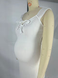 Smocked Bow Tie Side Slit Elegant Bodycon Vacation Beach Photoshoot Cute Baby Shower Maternity Maxi Dress Maternity