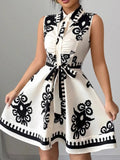 Sleeveless Tie Waist Mini Dress DJPT