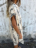 Size Printed Short Sleeve Button-Up Shirt Dress Plus Size DJPT
