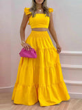 Size Ruffled Cami and Tiered Maxi Skirt Set Plus Size DJPT