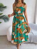 Floral Tie Shoulder Midi Dress DJPT