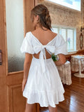 Neck Puff Sleeve Mini Dress DJPT