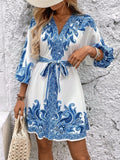 V-Neck Balloon Sleeve Mini Dress DJPT