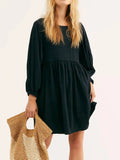 Textured Babydoll Mini Dress with Back Keyhole Detail DJPT