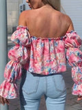 Off-Shoulder Flounce Sleeve Blouse DJPT