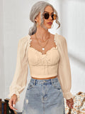 Sweetheart Neck Flounce Sleeve Top DJPT