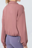 Zip Up Dropped Shoulder Active Outerwear DJPT