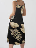 Leaf Print Halter Neck Mini Dress with Cutout Detail DJPT