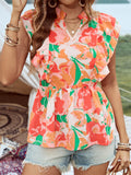 Ruffle Cap Sleeve Blouse DJPT