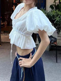 Sleeve Ruffle Crop Blouse DJPT